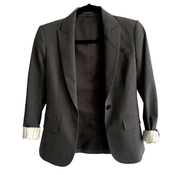 THEORY Gabe Wool Stretch Blazer Gray 00 - Picture 1 of 15